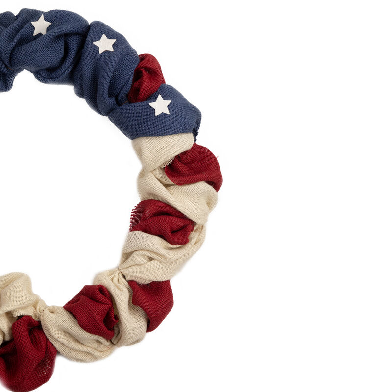 Americana Stars and Stripes Burlap Patriotic Wreath  20-Inch  Unlit