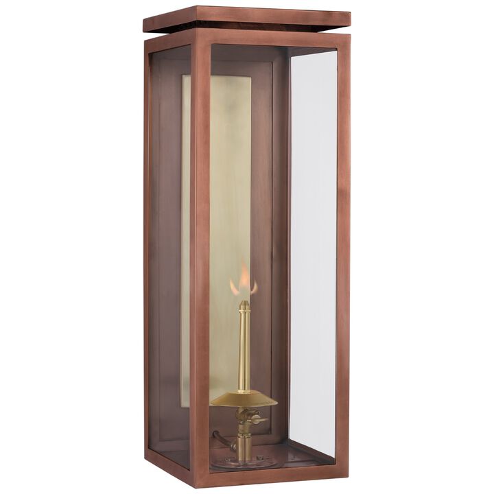 Fresno Large 3/4 Gas Wall Lantern in Soft Copper with Clear Glass