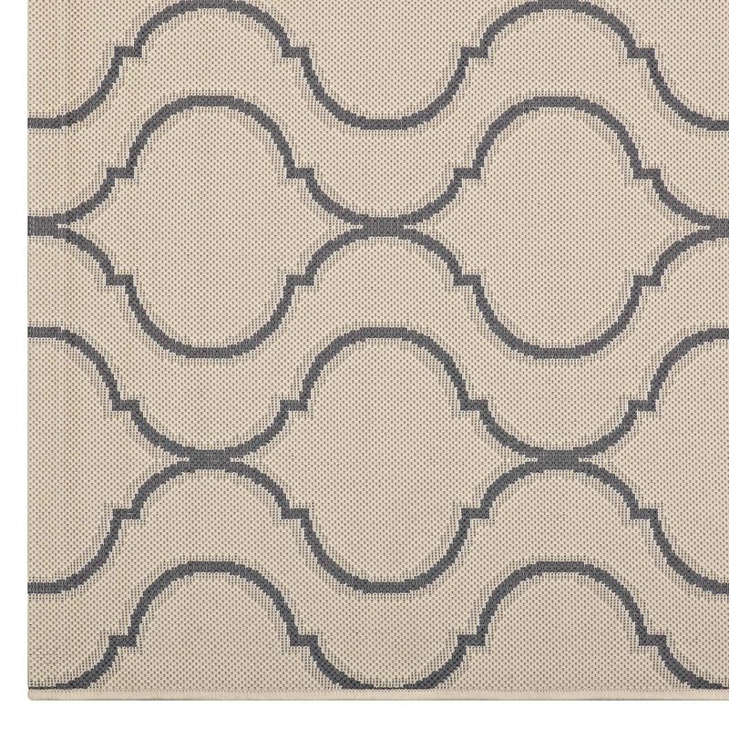 Linza Wave Abstract Trellis 8x10 Indoor and Outdoor Area Rug - Beige and Gray