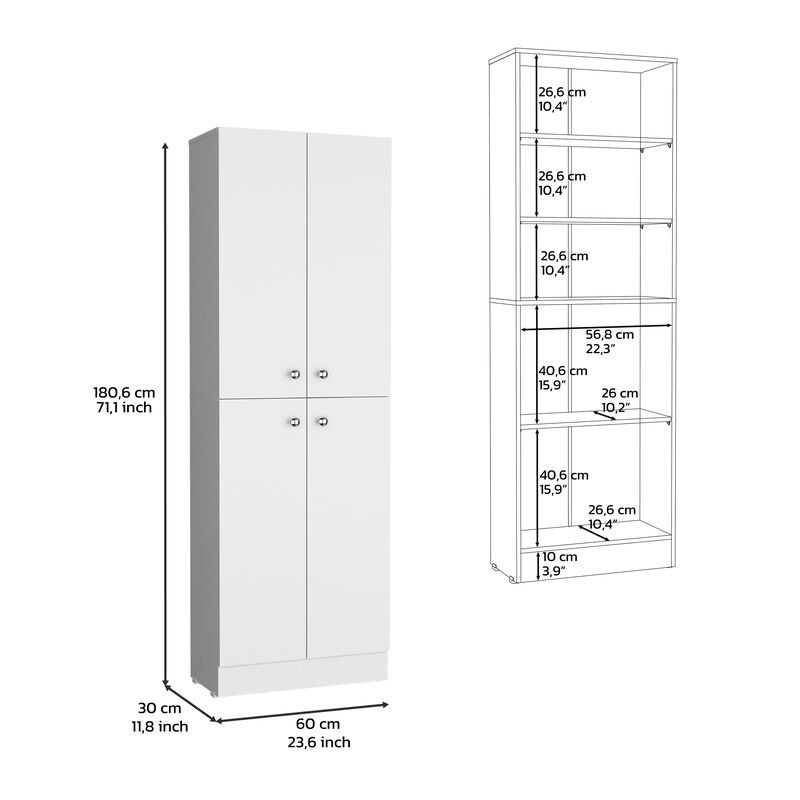 Lynch Kitchen Pantry 71" H, 4 Doors, 5 Adjustable Shelves, Laundry, Black , Kitchen