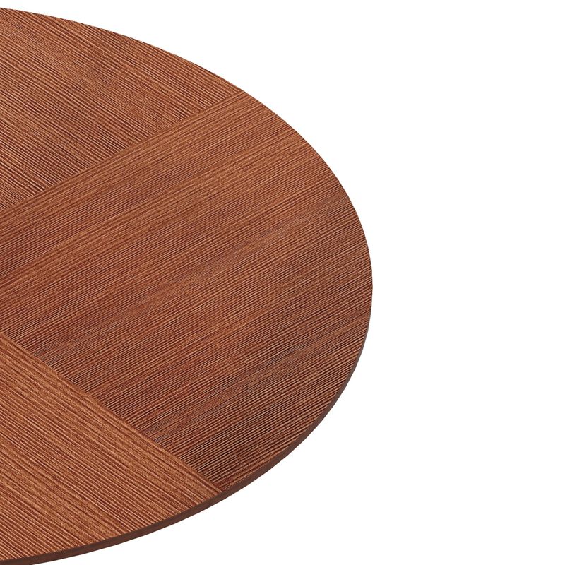 42" Modern Round Dining Table With Printed Oak Color Grain Tabletop