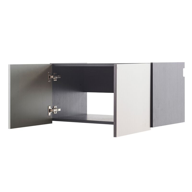 Osy Wall Mounted Garage Cabinet, 2 Wide Shelves, Double Door, Gray - Benzara