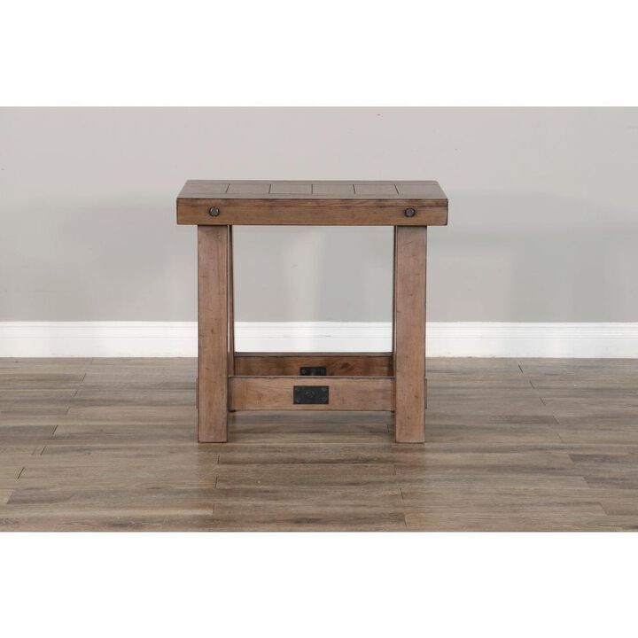 Sunny Designs Doe Valley 16 Mahogany Wood Chair Side Table in Taupe Brown