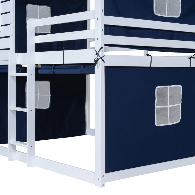 Merax Wood House Bunk Bed with Tent