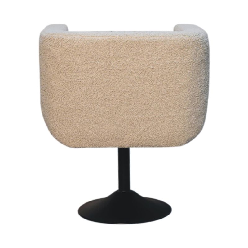 Artisan Furniture Cream Boucle Black Base Swivel  Solid Wood Arm Chair