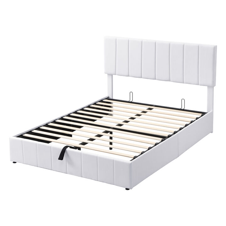 Merax Upholstered Platform bed with a Hydraulic Storage System