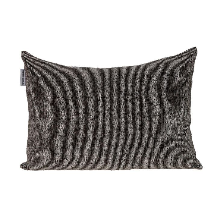 Homezia Shimmering Gray Beaded Luxury Throw Pillow