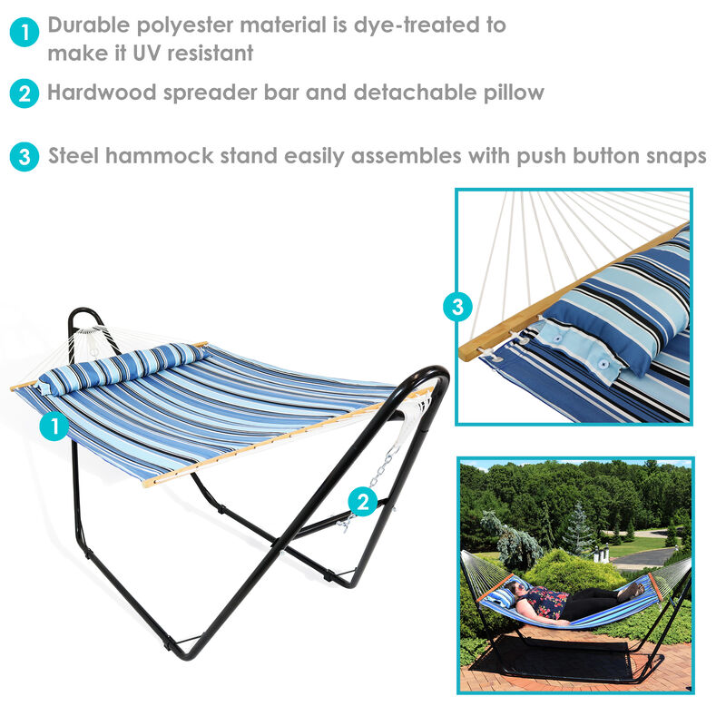 Sunnydaze 2-person Quilted Hammock with Universal Steel Stand