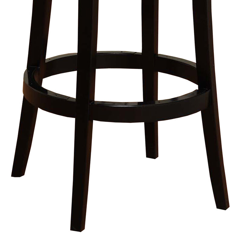 Boston Bar Height Swivel Red Faux Leather and Black Wood Bar Stool
