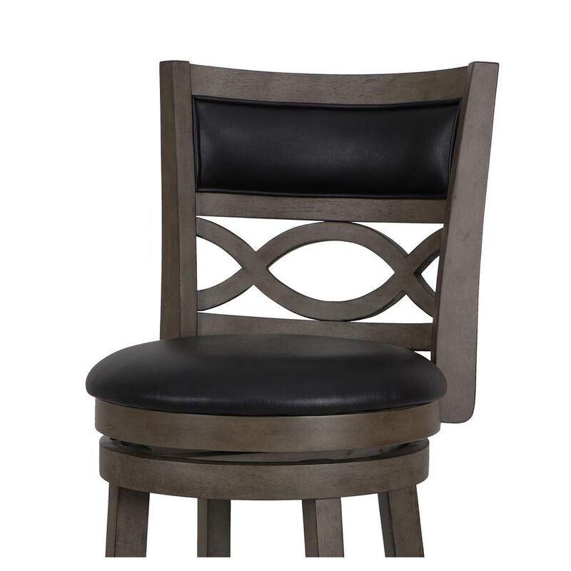 New Classic Furniture Manchester 29 Wood Bar Stool with Black PU Seat in Ant Gray