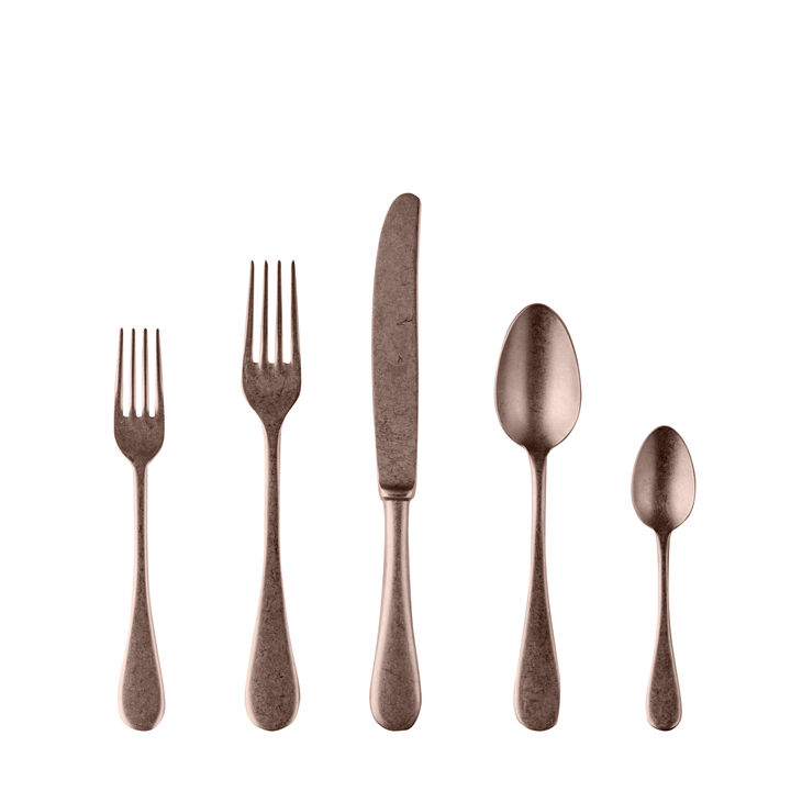 Vintage 5-Piece Flatware Set in Bronze