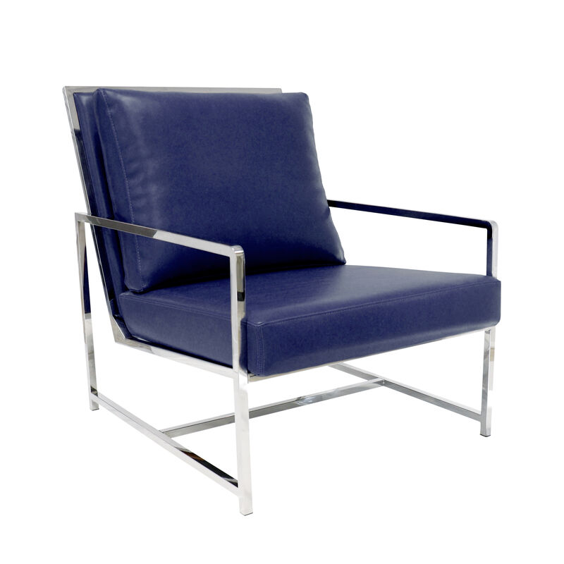 Pasargad Home Luxe Collection Navy Leather Chairs