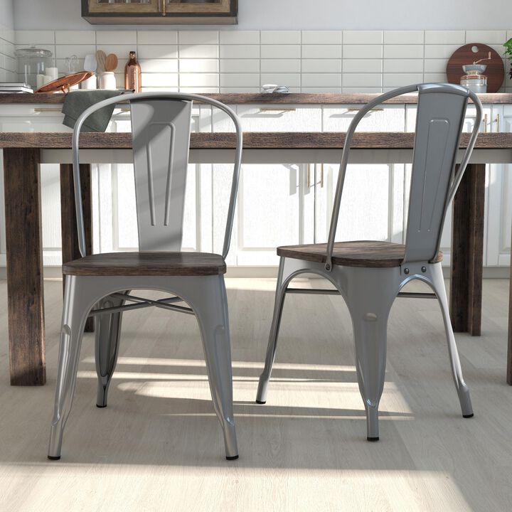 Zeno Metal Dining Chair with Wood seat