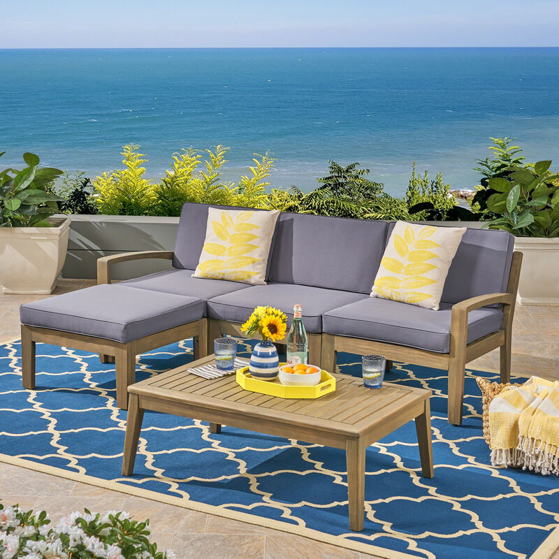 Merax Outdoor Patio 3 Seater Sofa with Table Set