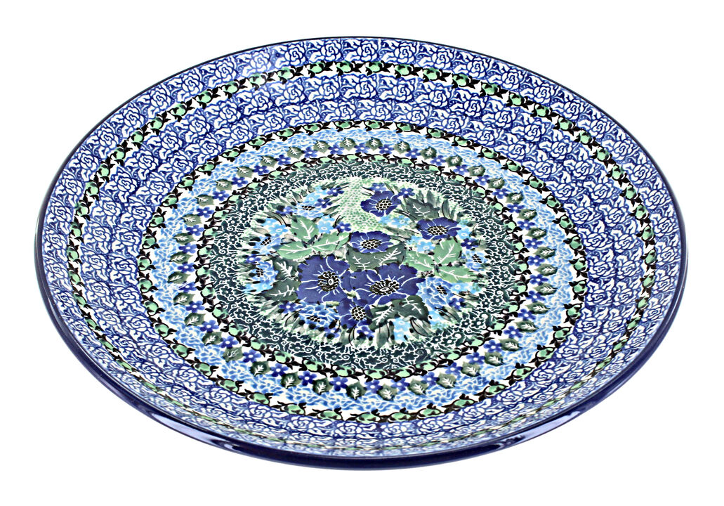 Blue Rose Polish Pottery Summer Blooms Dinner Plate