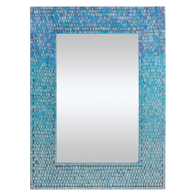 31" Mosaic Wooden Framed Rectangular Wall Mirror