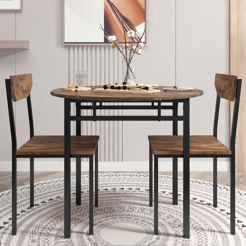 Merax Modern 3-Piece Round Dining Table Set