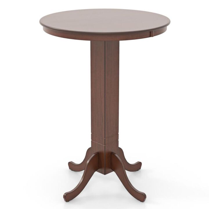 Hivvago Wood Pub Round Dining Table with Pedestal Base