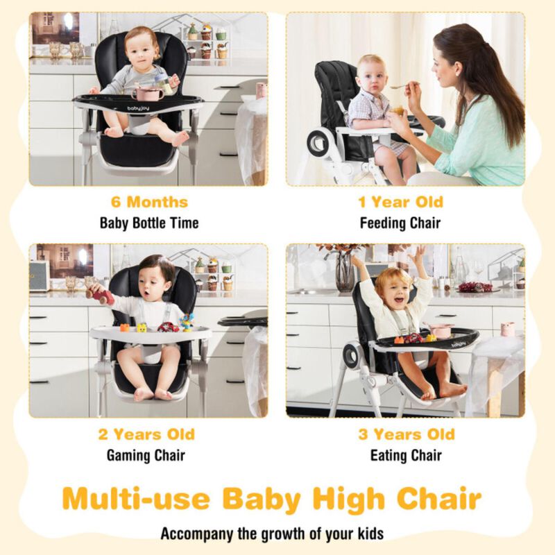 Hivvago Baby High Chair Foldable Feeding Chair with 4 Lockable Wheels