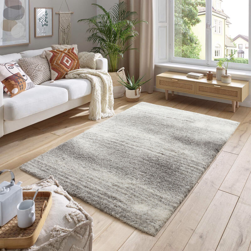 Pasargad Home Turkish Shaggy Design Taupe Area Rug- 9' 8'' X 13' 1''