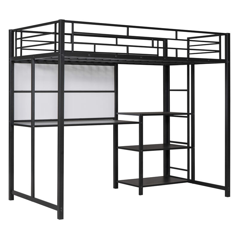 Merax Metal Loft Bed with Desk and Ladder