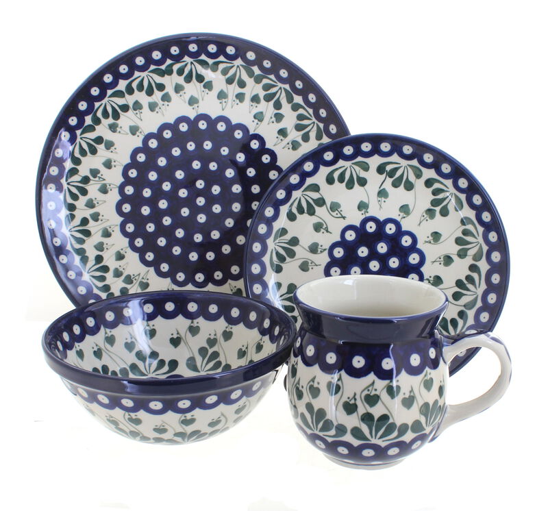 Blue Rose Polish Pottery Harvest Bounty 16 Piece Dinnerware Set