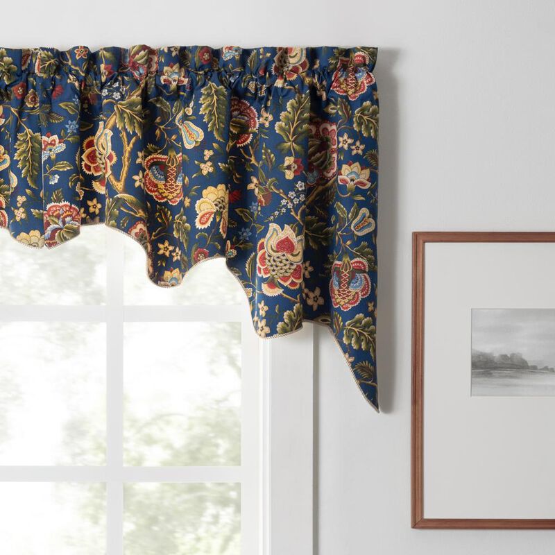 Ellis Curtain Regency Swag Shaped 3" Rod Pocket Valances for Windows 100" x 30" Navy