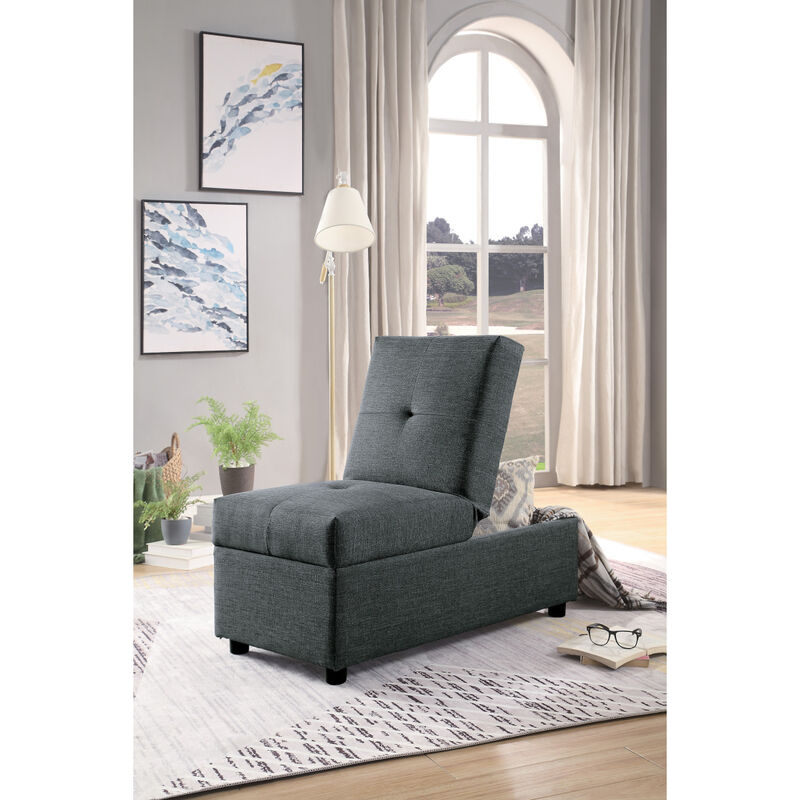 Stylish Gray Storage Ottoman Chair for Living Room