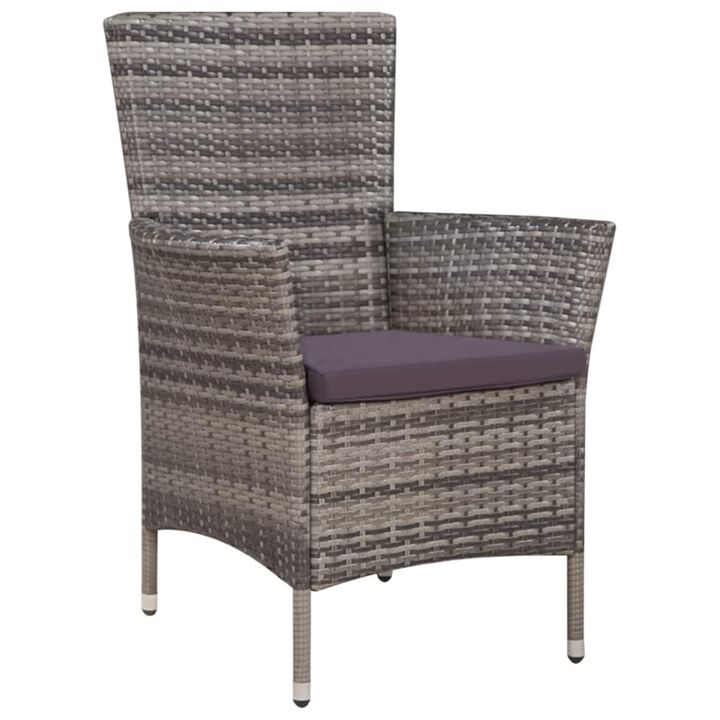 vidaXL 3 Piece Bistro Set Poly Rattan Gray