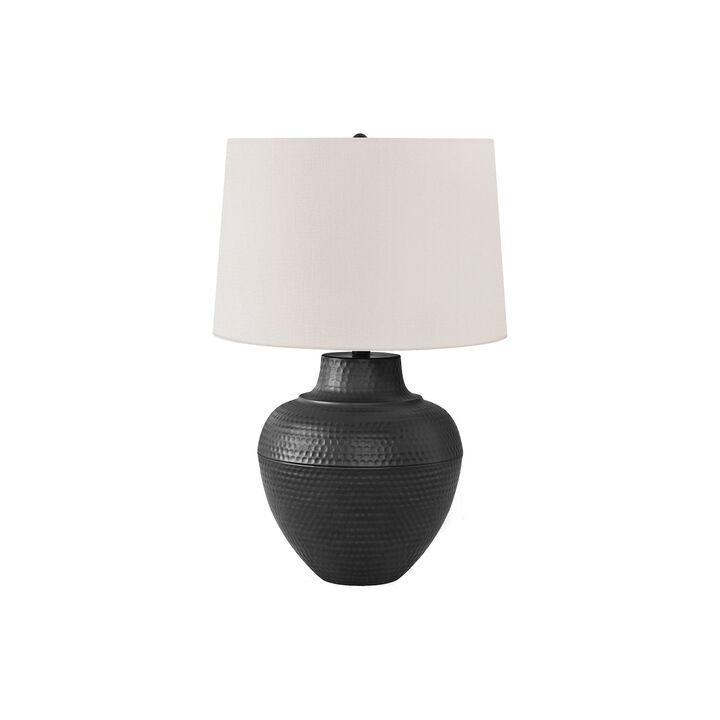 Monarch Specialties I 9615 - Lighting, 26"H, Table Lamp, Black Metal, Ivory / Cream Shade, Transitional