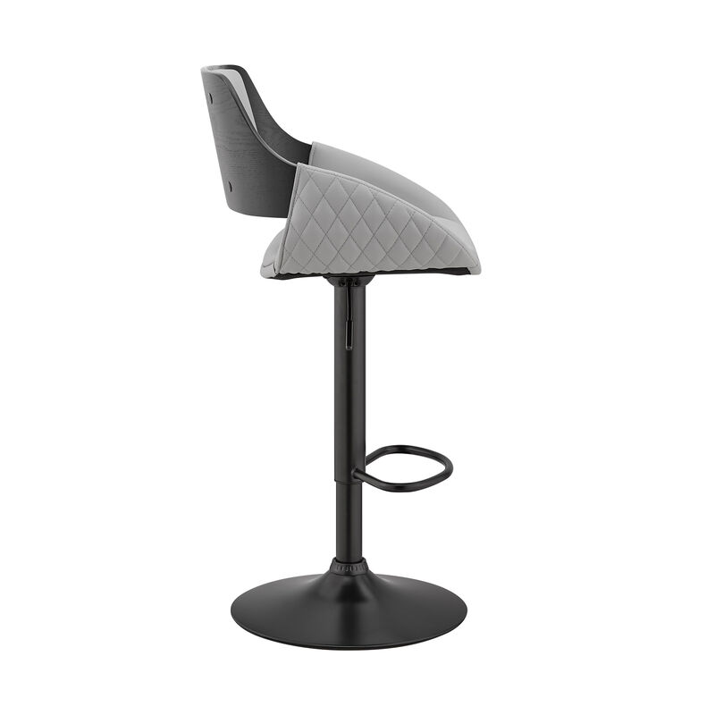 Colby Adjustable Gray Faux Leather and Black Finish Stool