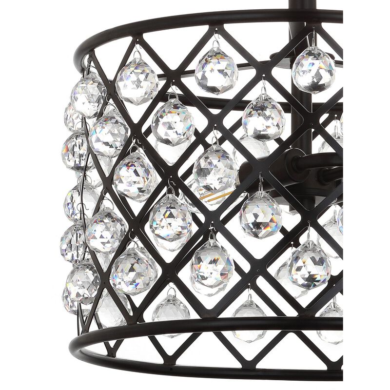 Gabrielle 14.5" Crystal/Metal LED Semi-Flush Mount, Oil Rubbed Bronze