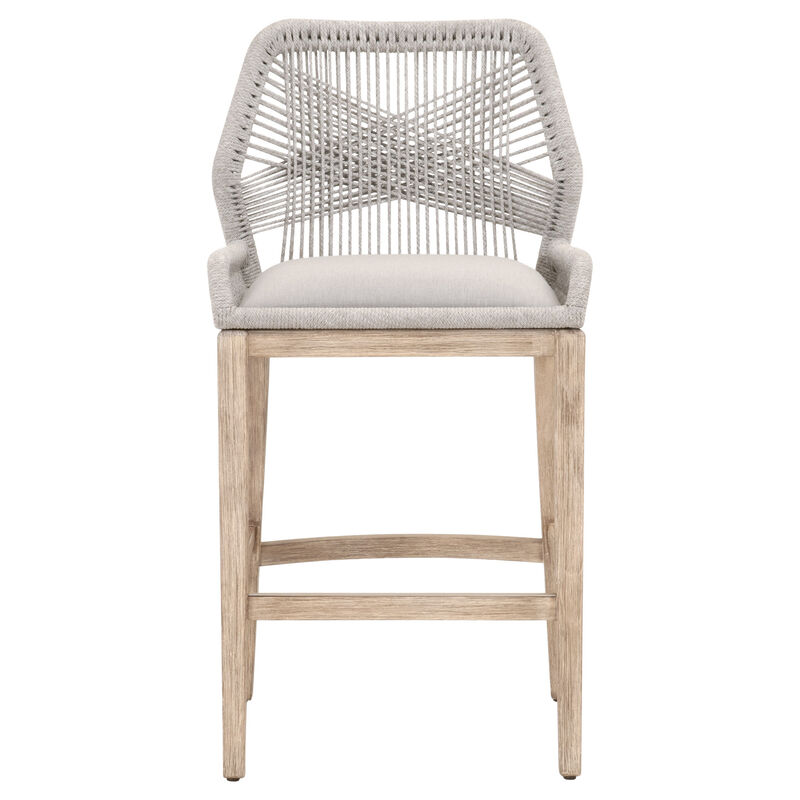 Loom Outdoor Barstool in Taupe & White