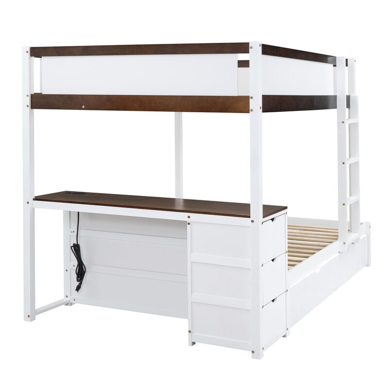 Merax  Bunk Bed with Trundle and Desk