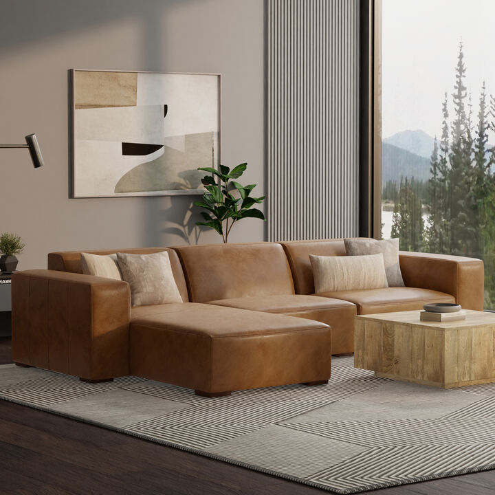 Rex Left-Facing Modular Sectional Sofa in Genuine Leather
