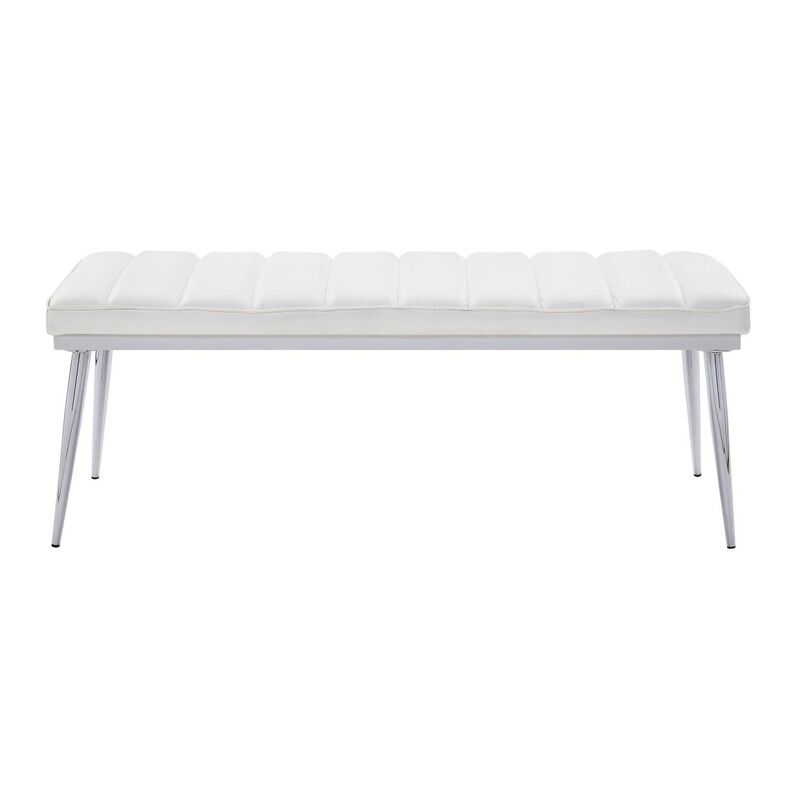 Weizor Bench, White PU & Chrome