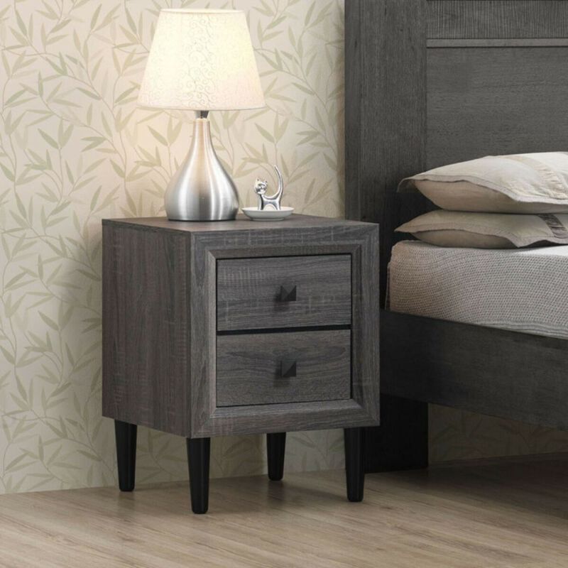 Hivago 2 Pieces Multipurpose Retro Nightstand Set with 2 Drawers