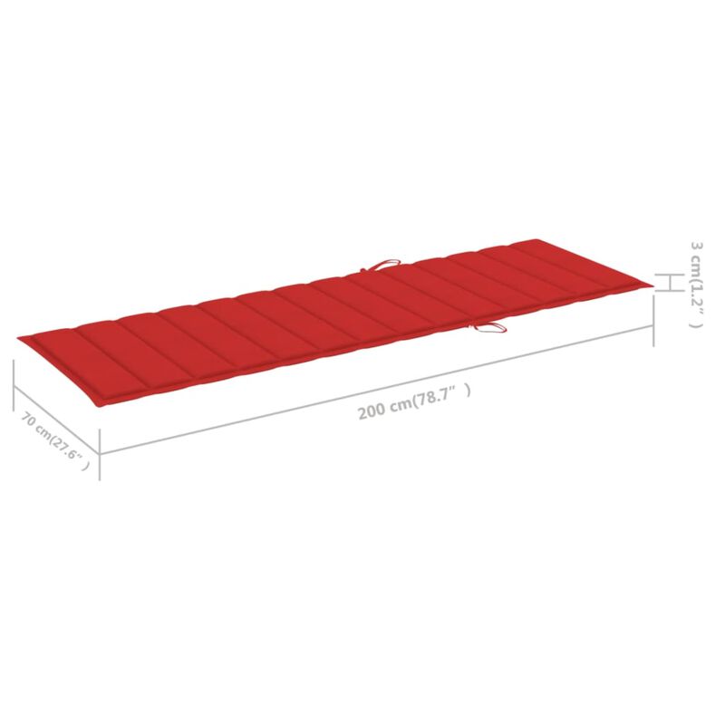 vidaXL Sun Lounger Cushion Red 78.7"x27.6"x1.6" Fabric