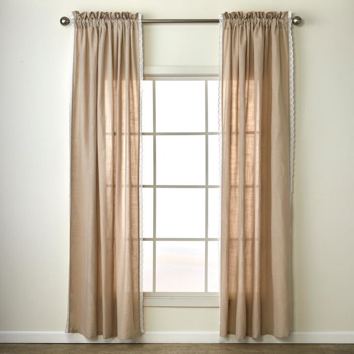 SKL Home By Saturday Knight Ltd Catherine Crochet Window Curtain Panel Pair - 2-Pack - 104X84", Tan