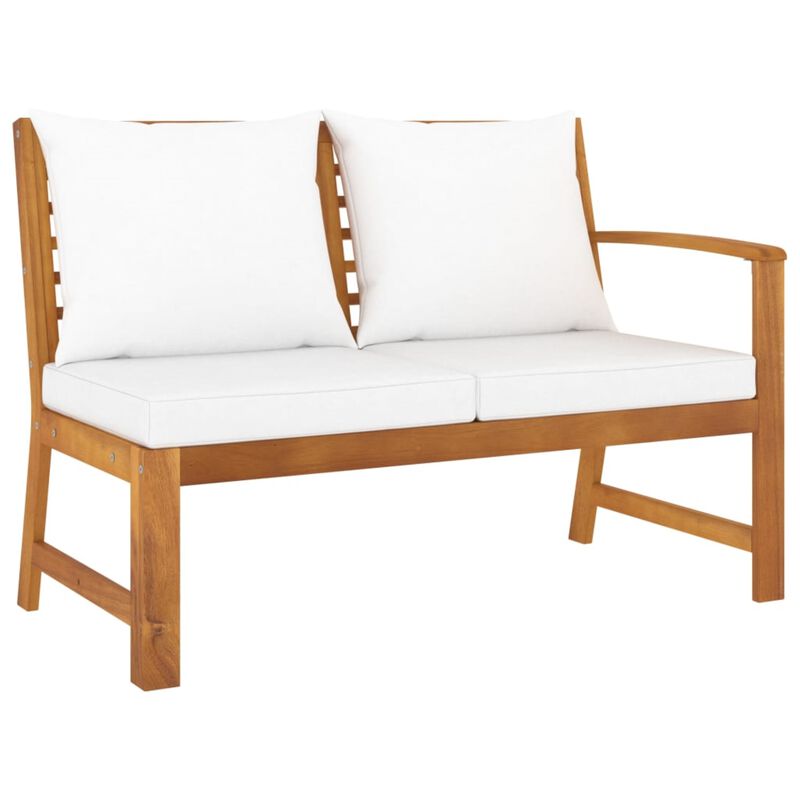 vidaXL Garden Bench 45.1" with Cream Cushion Solid Acacia Wood