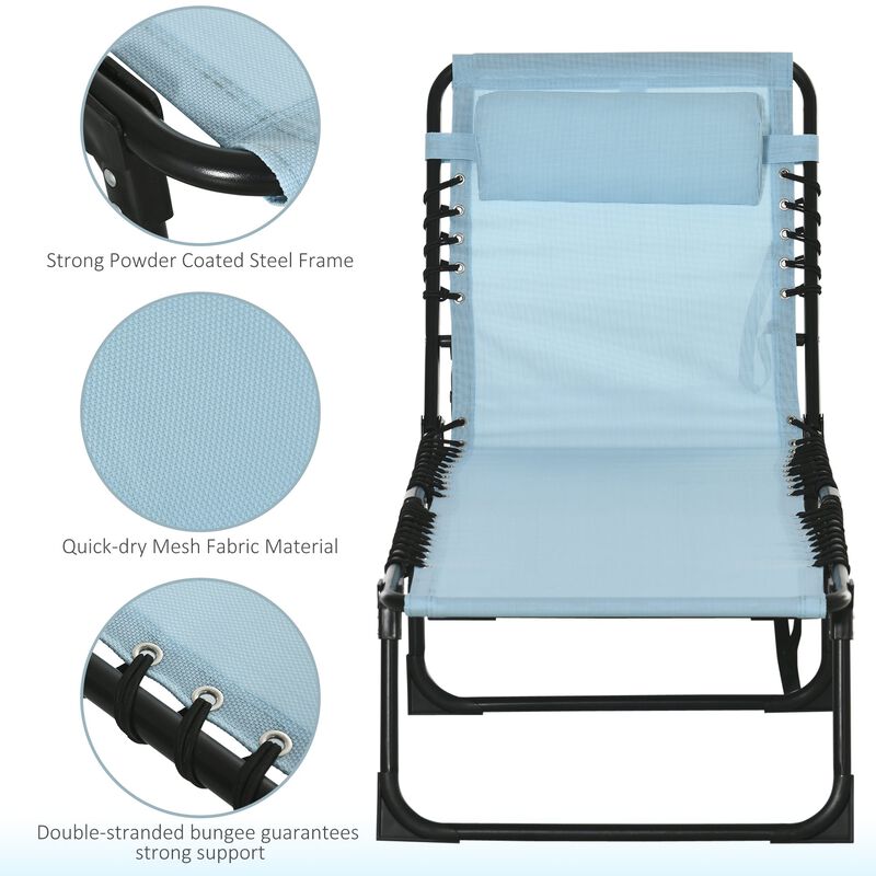 Baby Blue Patio Recliner: 4-Position Folding Chaise Lounge Chair