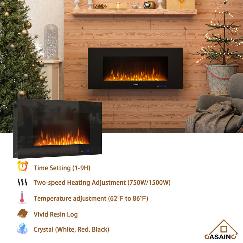LED Electric Fireplace wall TV stand