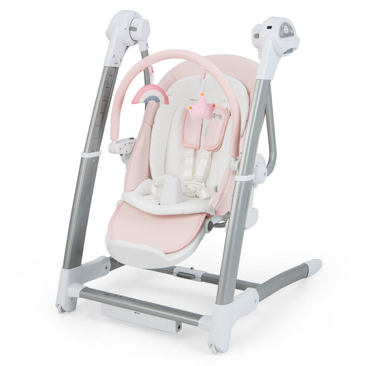 Baby Folding High Chair with 8 Adjustable Heights and 5 Recline Backrest