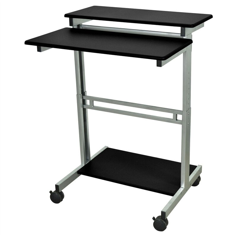 Hivvago Mobile 31.5-inch Stand Up Computer Desk in Black