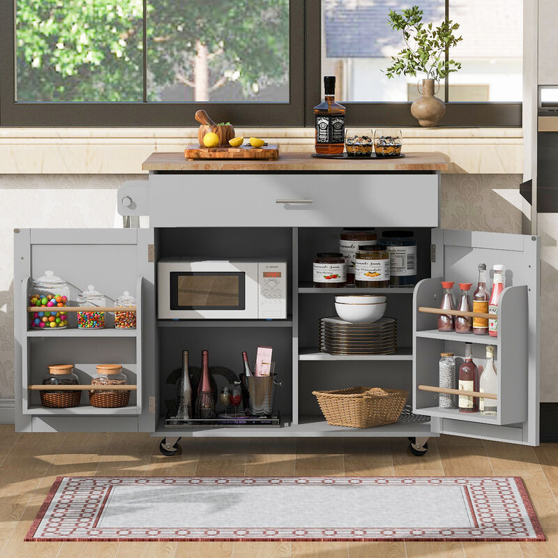 Merax Rolling Kitchen Island with Storage Kitchen Cart