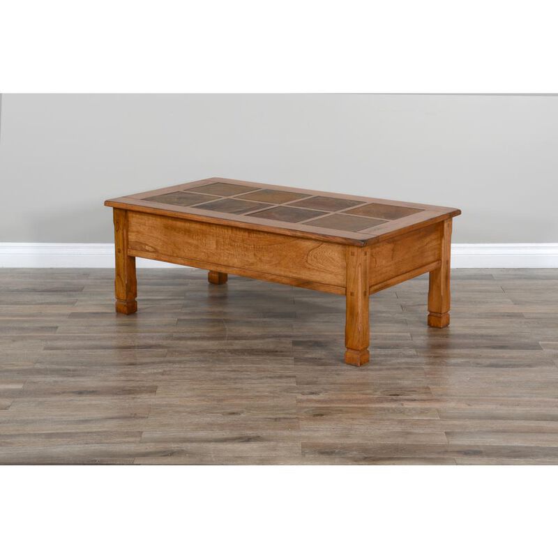 Sunny Designs Sedona 49 Transitional Wood Coffee Table in Rustic Oak