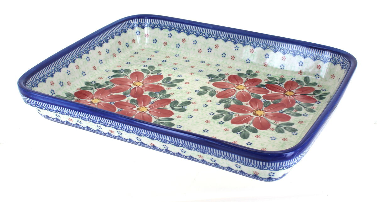 Blue Rose Polish Pottery Savannah Large Rectangular Baker