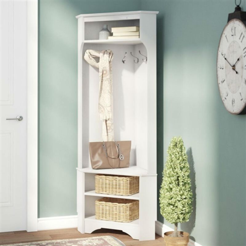 Hivvago Tall Sturdy Entryway Corner Hall Tree White