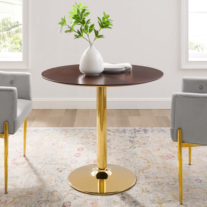 Modway - Verne 35" Dining Table Gold Cherry Walnut