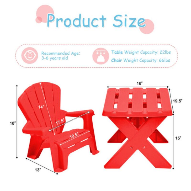 3-Piece Plastic Children Play Table Chair Set